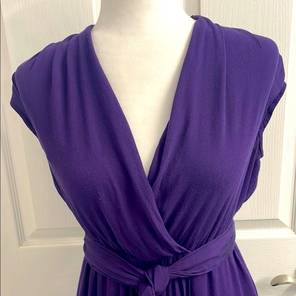 Anthropologie Maeve Purple Wrap Dress with Cap Sleeves V Neck Size XS - Picture 2 of 13